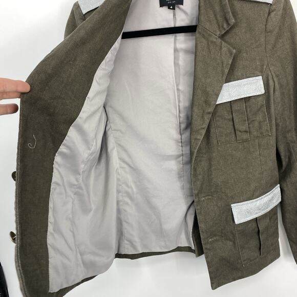 Laveer Barneys NY Military Style Blazer Women Size 4 Jacket Gray Silver - Picture 8 of 13